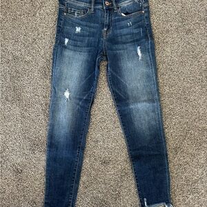 Sneak Peek Dark Blue Distressed Skinny Jeans